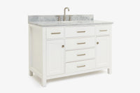 Ariel bristol 49 in. single rectangle sink vanity with 0.75 in. carrara white marble countertop in white