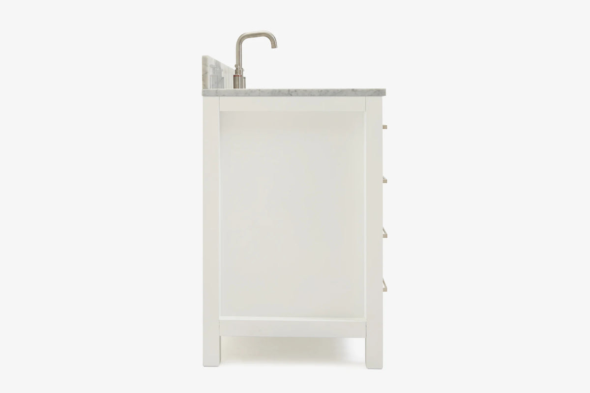 Ariel bristol 49 in. single rectangle sink vanity with 0.75 in. carrara white marble countertop in white