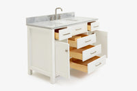 Ariel bristol 49 in. single rectangle sink vanity with 0.75 in. carrara white marble countertop in white