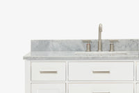 Ariel bristol 49 in. single rectangle sink vanity with 0.75 in. carrara white marble countertop in white