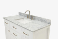 Ariel bristol 49 in. single rectangle sink vanity with 0.75 in. carrara white marble countertop in white