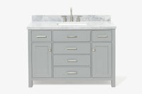 Ariel bristol 49 in. single rectangle sink vanity with 0.75 in. carrara white marble countertop in white