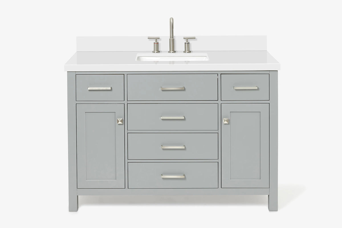 Ariel bristol 49 in. single rectangle sink vanity with 0.75 in. carrara white marble countertop in white