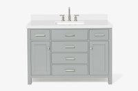 Ariel bristol 49 in. single rectangle sink vanity with 0.75 in. carrara white marble countertop in white