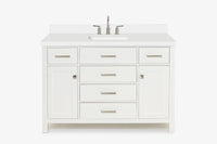 Ariel bristol 49 in. single rectangle sink vanity with 0.75 in. carrara white marble countertop in white
