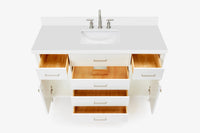 Ariel bristol 55 in. single rectangle sink vanity with white quartz countertop in white