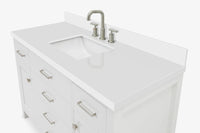 Ariel bristol 55 in. single rectangle sink vanity with white quartz countertop in white