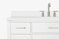 Ariel bristol 55 in. single rectangle sink vanity with white quartz countertop in white