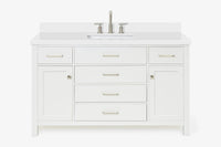 Ariel bristol 55 in. single rectangle sink vanity with white quartz countertop in white