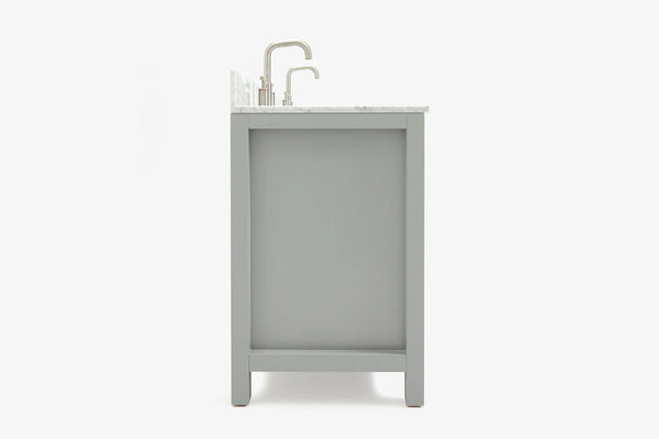 Ariel bristol 61 in. double rectangle sink vanity with 0.75 in. carrara white marble countertop in grey