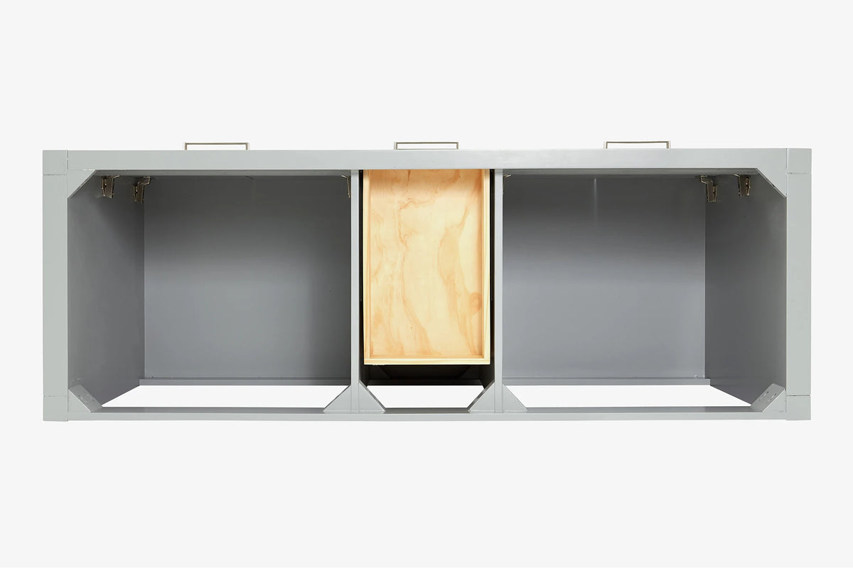 Ariel bristol 61 in. double rectangle sink vanity with 0.75 in. carrara white marble countertop in grey