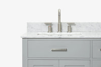Ariel bristol 61 in. double rectangle sink vanity with 0.75 in. carrara white marble countertop in grey