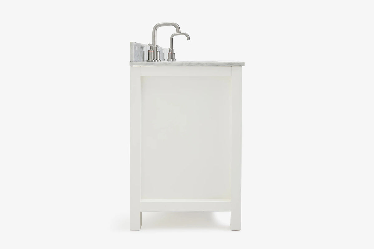 Ariel bristol 61 in. double rectangle sink vanity with 0.75 in. carrara white marble countertop in grey
