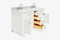 Ariel bristol 61 in. double rectangle sink vanity with 0.75 in. carrara white marble countertop in grey