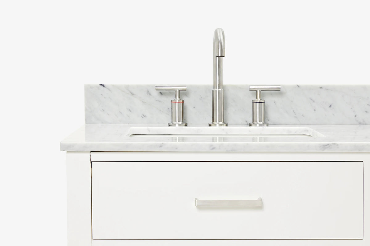 Ariel bristol 61 in. double rectangle sink vanity with 0.75 in. carrara white marble countertop in grey