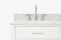Ariel bristol 61 in. double rectangle sink vanity with 0.75 in. carrara white marble countertop in grey