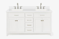 Ariel bristol 61 in. double rectangle sink vanity with 0.75 in. carrara white marble countertop in grey