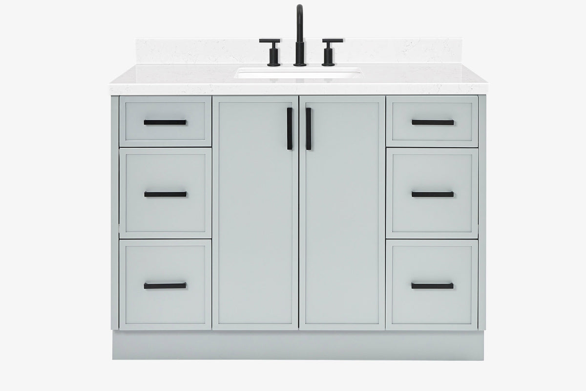 Ariel kelly 49 inch single rectangle sink bathroom vanity with carrara marble countertop 1.5 inch edge