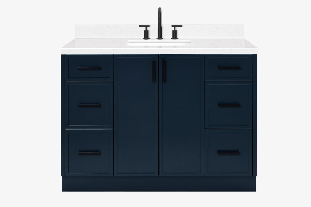 Ariel kelly 49 inch single rectangle sink bathroom vanity with carrara marble countertop 1.5 inch edge