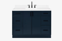 Ariel kelly 49 inch single rectangle sink bathroom vanity with carrara marble countertop 1.5 inch edge