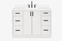 Ariel kelly 49 inch single rectangle sink bathroom vanity with carrara marble countertop 1.5 inch edge