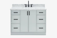 Ariel kelly 49 inch single rectangle sink bathroom vanity with carrara marble countertop 1.5 inch edge