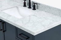 Ariel kelly 49 inch single rectangle sink bathroom vanity with carrara marble countertop 1.5 inch edge