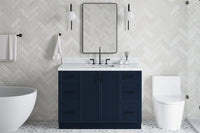 Ariel kelly 49 inch single rectangle sink bathroom vanity with carrara marble countertop 1.5 inch edge