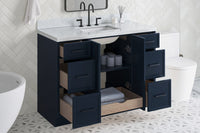 Ariel kelly 49 inch single rectangle sink bathroom vanity with carrara marble countertop 1.5 inch edge