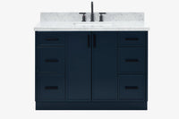 Ariel kelly 49 inch single rectangle sink bathroom vanity with carrara marble countertop 1.5 inch edge