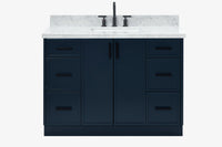 Ariel kelly 49 inch single rectangle sink bathroom vanity with carrara marble countertop 1.5 inch edge