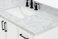 Ariel kelly 49 inch single rectangle sink bathroom vanity with carrara marble countertop 1.5 inch edge