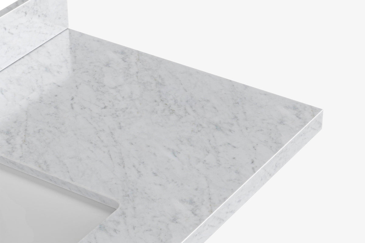 Ariel kelly 49 inch single rectangle sink bathroom vanity with carrara marble countertop 1.5 inch edge