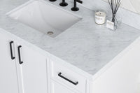 Ariel kelly 49 inch single rectangle sink bathroom vanity with carrara marble countertop 1.5 inch edge