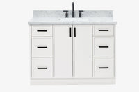 Ariel kelly 49 inch single rectangle sink bathroom vanity with carrara marble countertop 1.5 inch edge