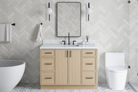 Ariel kelly 49 inch single rectangle sink bathroom vanity with carrara marble countertop 1.5 inch edge