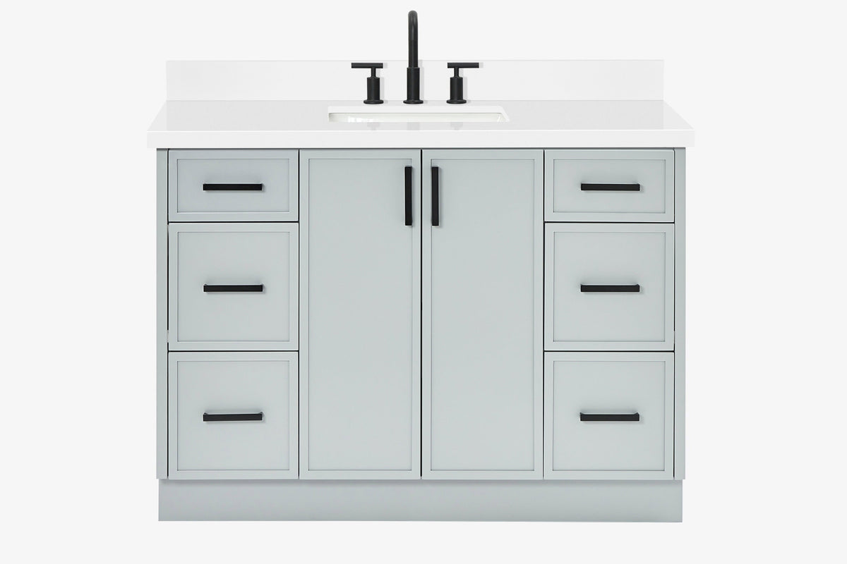 Ariel kelly 49 inch single rectangle sink bathroom vanity with carrara marble countertop 1.5 inch edge
