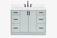 Ariel kelly 49 inch single rectangle sink bathroom vanity with carrara marble countertop 1.5 inch edge