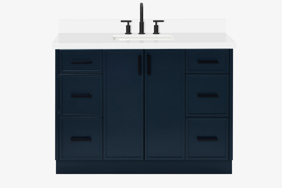 Ariel kelly 49 inch single rectangle sink bathroom vanity with carrara marble countertop 1.5 inch edge