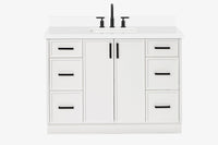 Ariel kelly 49 inch single rectangle sink bathroom vanity with carrara marble countertop 1.5 inch edge