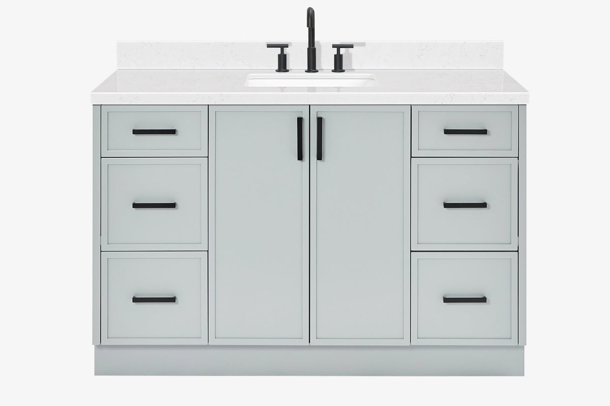 Ariel kelly 55 inch single rectangle sink bathroom vanity with countertop 1.5 inch edge