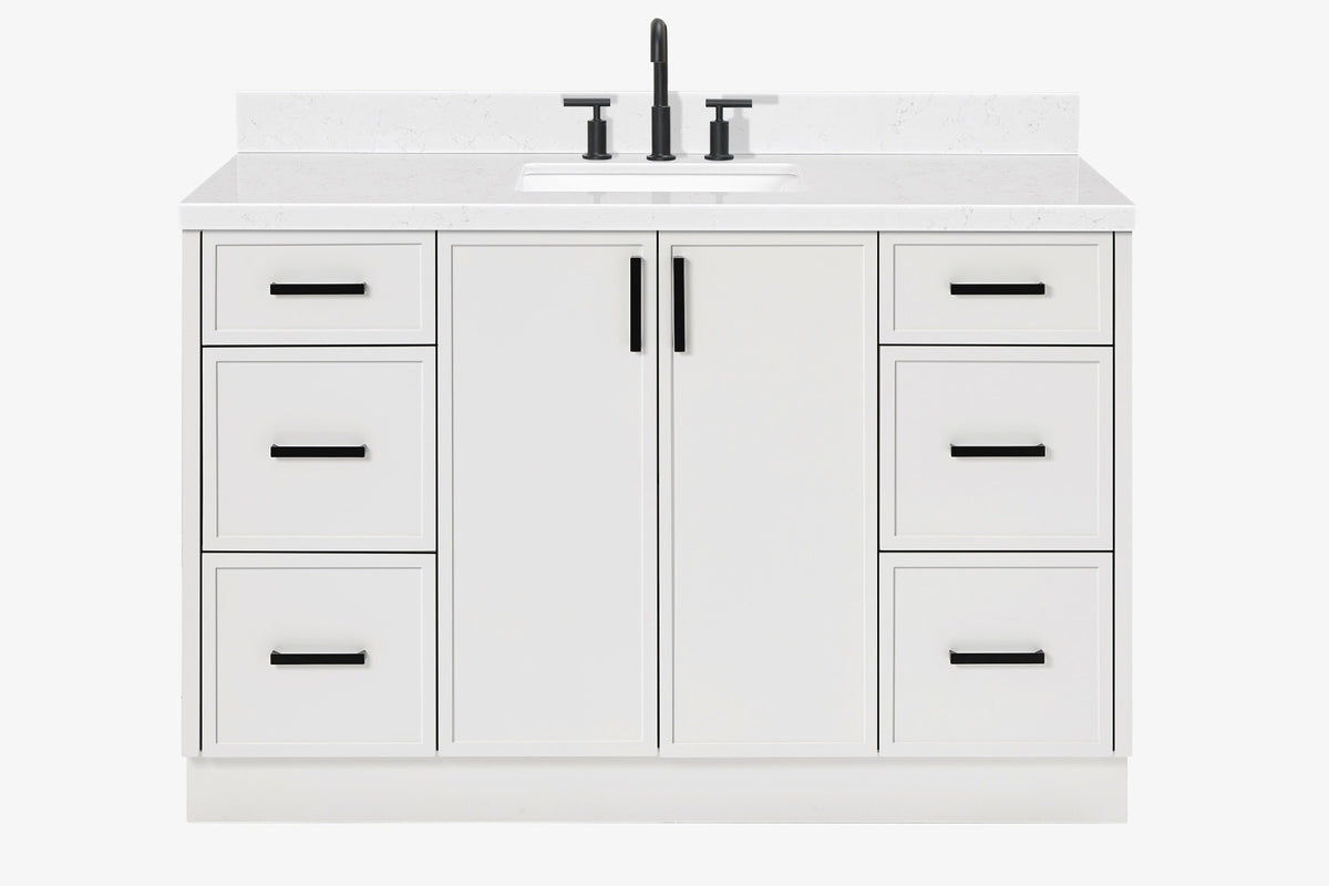 Ariel kelly 55 inch single rectangle sink bathroom vanity with countertop 1.5 inch edge
