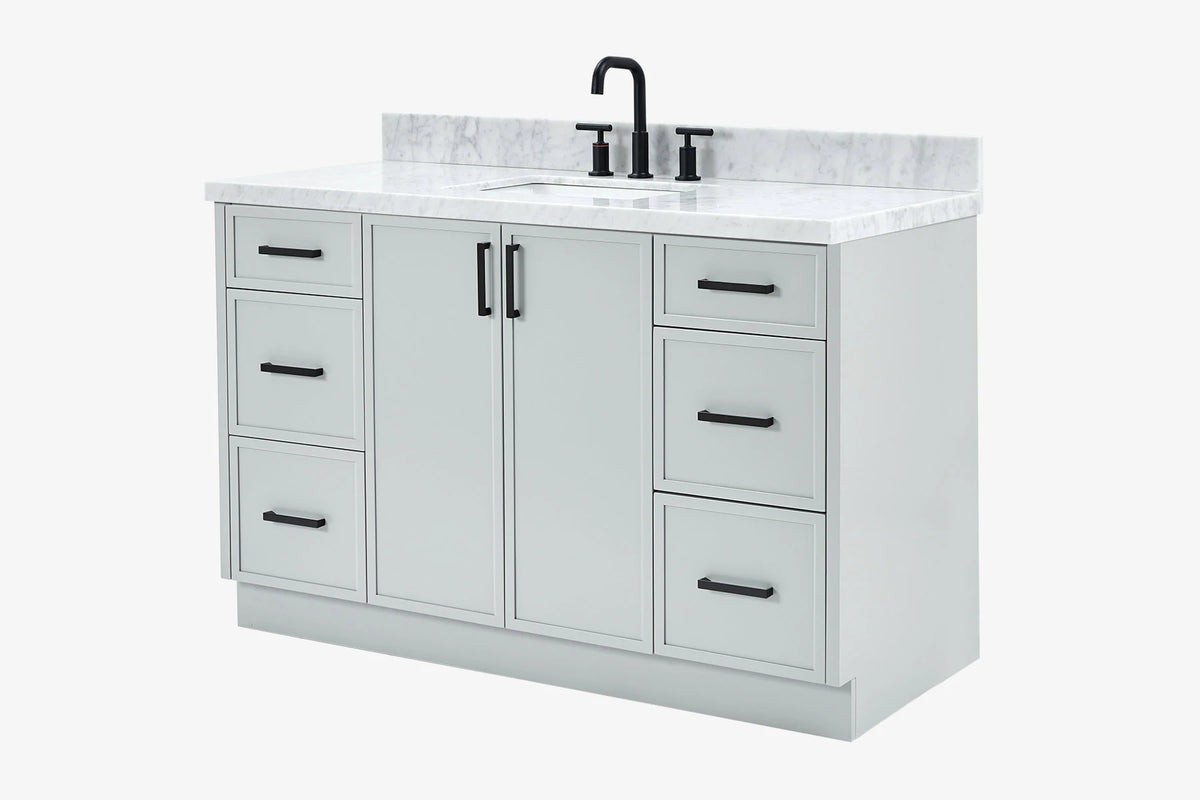 Ariel kelly 55 inch single rectangle sink bathroom vanity with countertop 1.5 inch edge