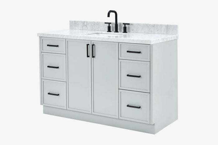 Ariel kelly 55 inch single rectangle sink bathroom vanity with countertop 1.5 inch edge