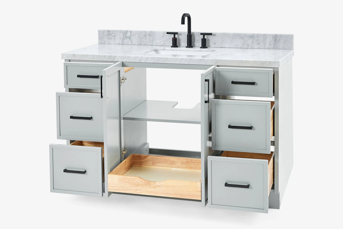 Ariel kelly 55 inch single rectangle sink bathroom vanity with countertop 1.5 inch edge