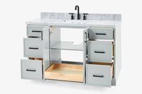 Ariel kelly 55 inch single rectangle sink bathroom vanity with countertop 1.5 inch edge