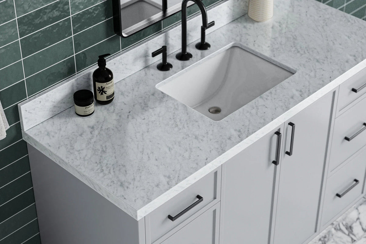 Ariel kelly 55 inch single rectangle sink bathroom vanity with countertop 1.5 inch edge