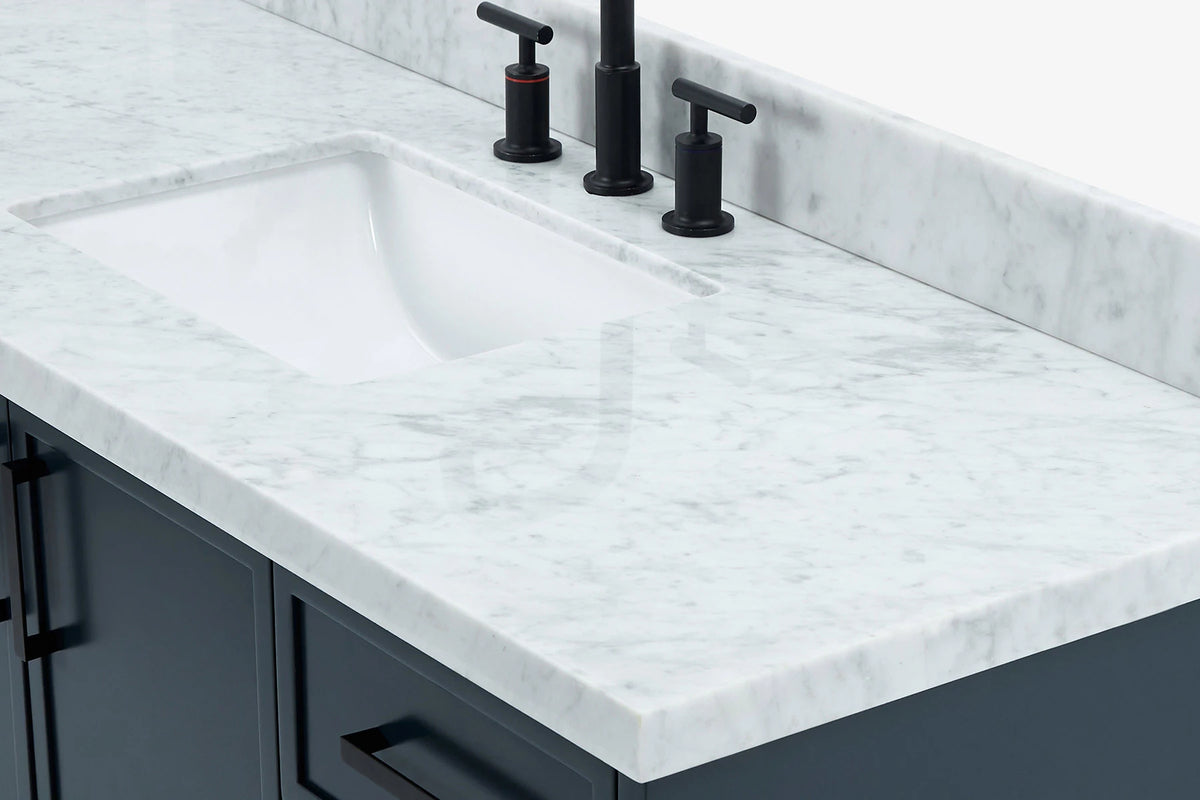 Ariel kelly 55 inch single rectangle sink bathroom vanity with countertop 1.5 inch edge