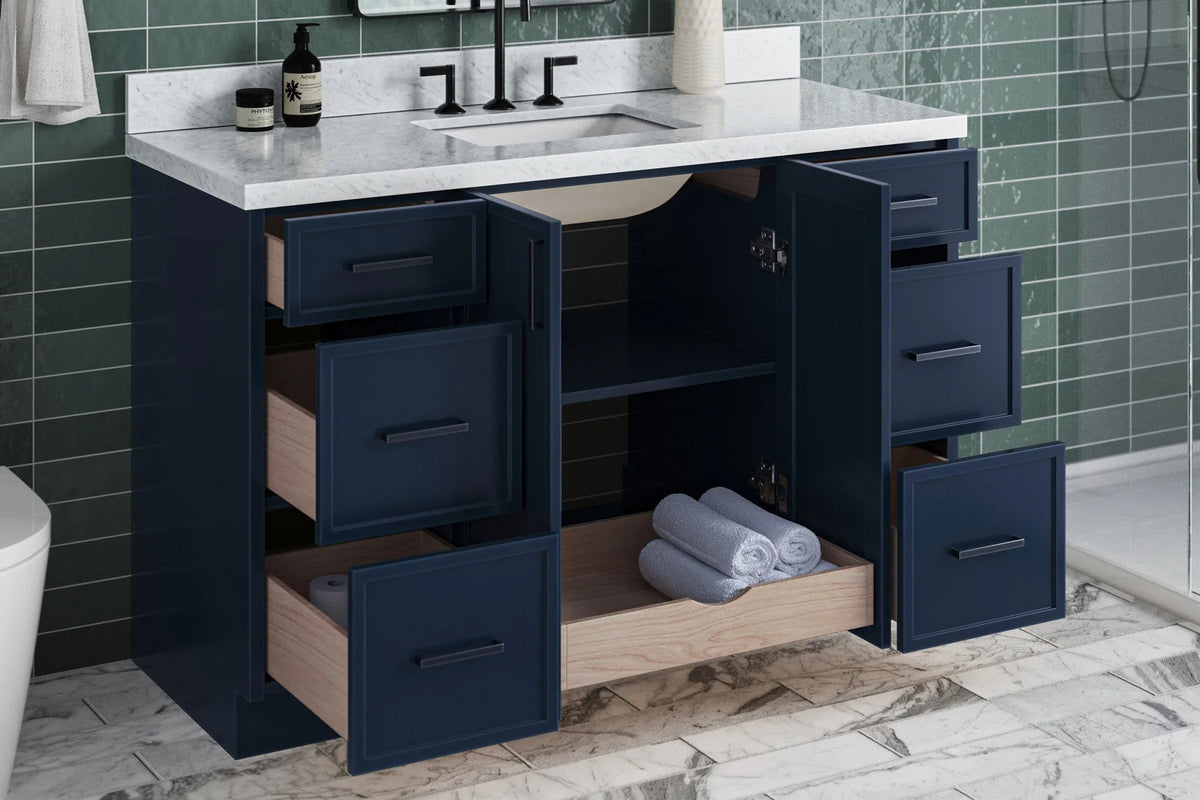 Ariel kelly 55 inch single rectangle sink bathroom vanity with countertop 1.5 inch edge