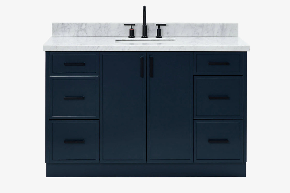 Ariel kelly 55 inch single rectangle sink bathroom vanity with countertop 1.5 inch edge